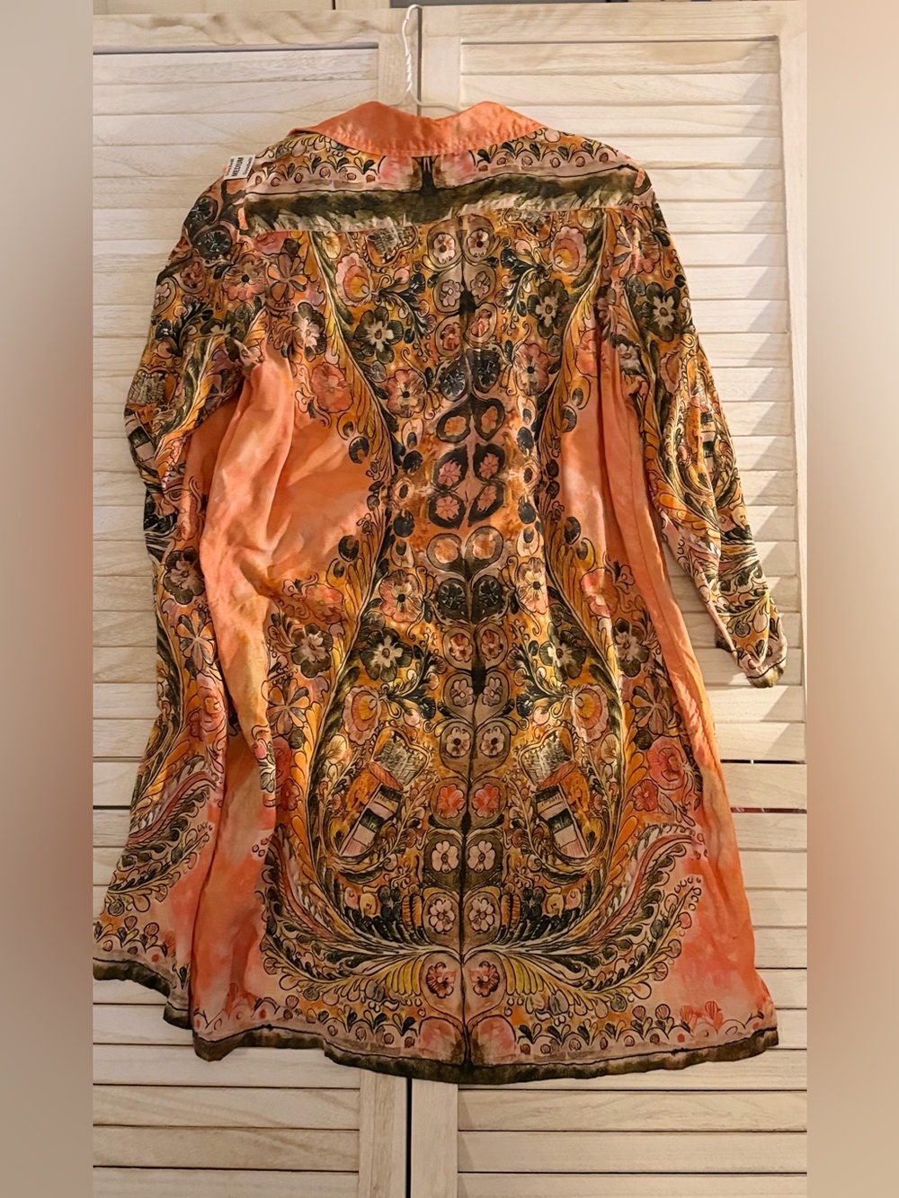 NATURAL LIFE Orange Paisley Button-Front Boho Tunic - Picture 7 of 11